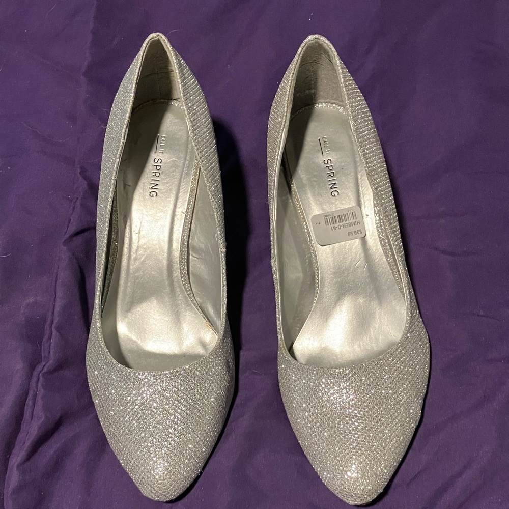 Call It Spring Silver Glitter Heels